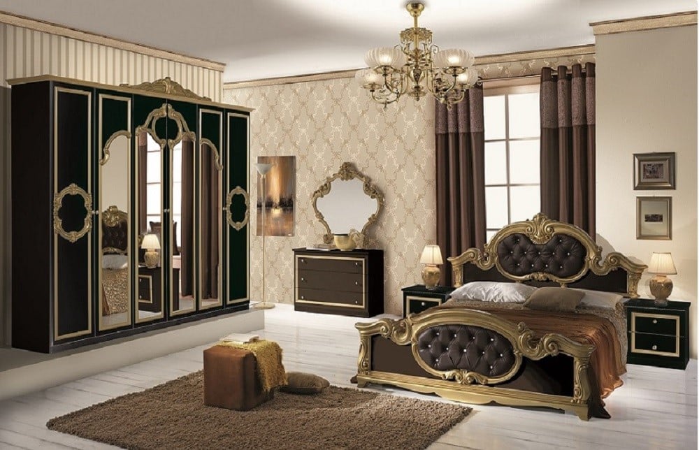 Dormitor Barocco Nero Gold 6A 160 Dormitor Barocco Nero Gold 6A 160